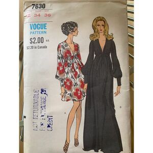 Vintage 1960s Vogue 7630 Evening Dress with Plunging Neckline size 10